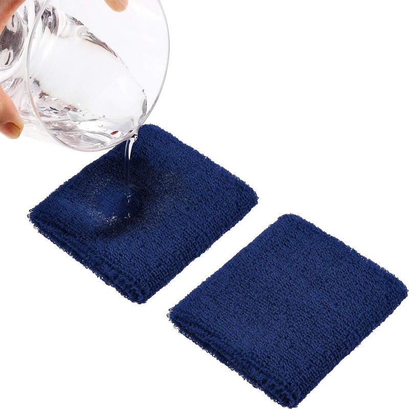 Bememo 12 Pack Wristbands Sweatband for Women Men, Neon Colored Sport Wrist Bands, Tennis Football Basketball Sweatbands, Moisture Wicking Arm Bands for Working Out(3.15 Inch,Navy Blue) - Image 5